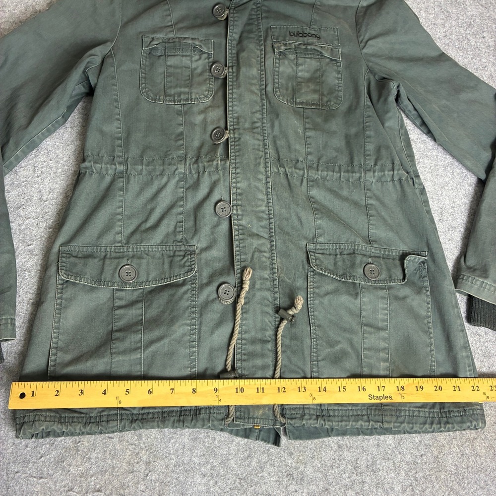 Billabong Womens L Olive Green Utility Field Jacket Flannel Lined Cotton Canvas - Picture 6 of 10